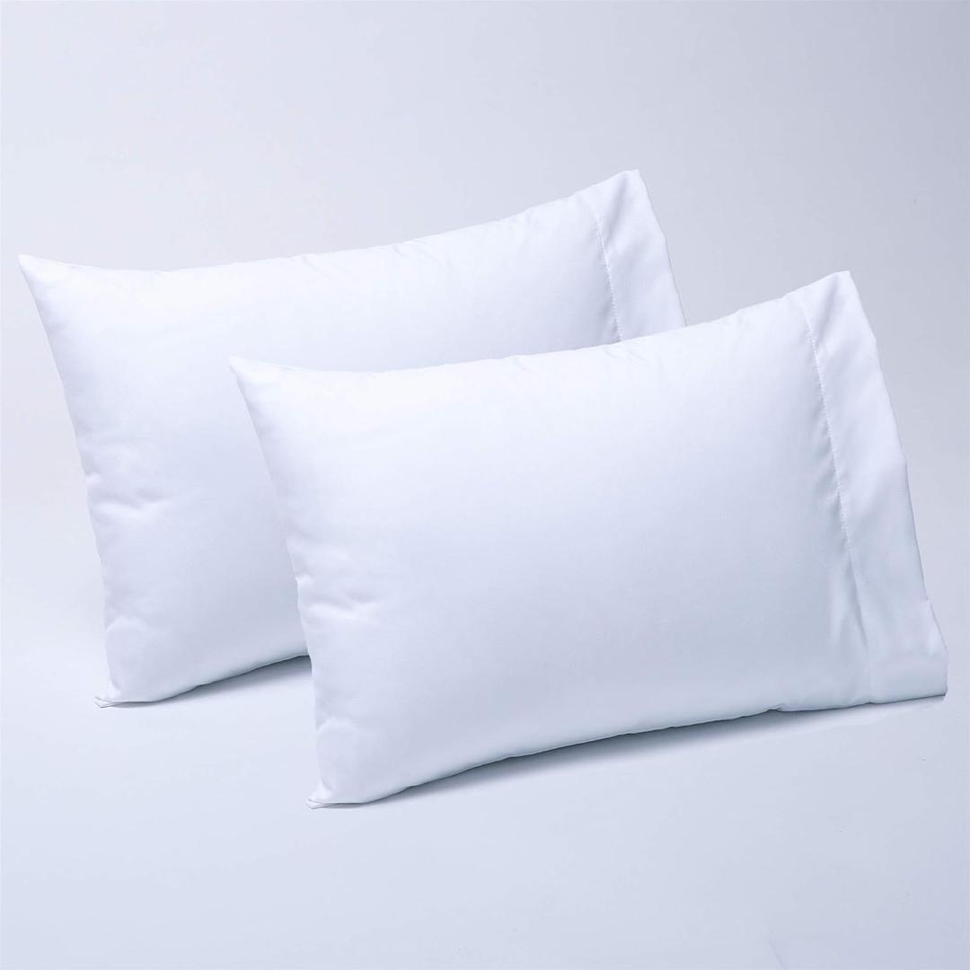 CaSaJa 2 Pack White Soft Toddler Pillowcases, 14"x20", Fits Toddler Travel Baby Pillow Sized 12"x16" 13"x18" 14"x19", Kids Bedding Pillow Cover, Envelope Closure Machine Washable and Easy Care