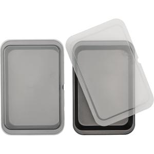 GoodCook Set of 4 Nonstick Steel 13" x 9" Cake Baking Pans with Covers, Gray