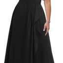 Talisea Plus Size Formal Dresses - Wedding Guest Bridesmaid Evening Prom Chiffon V Neck Ruffle Short Sleeves Long Dress Women (Black). Size 18W