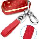 MILD EAST For Cadillac Key Fob Cover with Keychain TPU Protector Suitable for Cadillac Escalade CTS SRX XT5 ATS STS CT6 Key Shell Case Holder (Red)