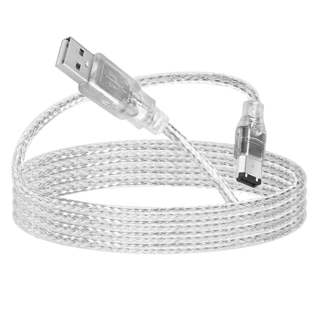 6ft Firewire to USB Adapter Cable 6 Pin IEEE 1394 Male to USB 2.0 Male Adaptor Convertor Firewire 400 1394-a to USB A Connector Cord for Digital Camera Printer Scanner Hard Disk