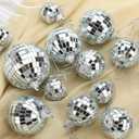 28 Pack Disco Ball, Disco Ball Party Decorations Silver Hanging Reflective Mirror Balls Ornaments 70s Disco Party Supplies Birthday Holiday Wedding Christmas Tree Decor