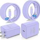45W Super Fast Charger Type C for Samsung Galaxy S25/S24/S23 Ultra, USB C Android Phone Charger with 6FT/10FT Type C Cords for Galaxy S25/S24/S23+/S22 Plus/S20,iPhone 17/16/15 Pro Max-Purple, 1 Cord, 2 Plugs