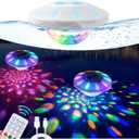 TEPENAR Rechargeable Floating Pool Lights: Remote Control Pool Lights that Float with 6 Dynamic Lighting IP68 Waterproof RGB Upper and Lower Floating Lights for Hot Tub Pool Garden Party 1 Pack