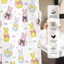 MEHOFOND Easter Shower Curtain,Pink Buffalo Plaid Bunny Rabbit Shower Curtains for Bathroom,Colorful Bows Bunny Rabbits Eggs Shower Curtain Bathroom Decor Sets with 12 Hooks, 72x72 in