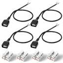 4 Pcs USB Pigtail, 20AWG USB Female with 2-Position Spring Wire Connector 12V 3A 2.0 Female Plug to Bare Wire Open End Cable 2 Pin Charging Cable DIY Power Cables for Replacement