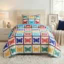 Lavish Home 2-Piece Twin Quilt Set - Twin Bedspread and Pillow Sham with Colorful Butterfly Pattern - Lightweight Quilt Bedding Set for All Seasons - Soft Microfiber Coverlet (Multicolor)