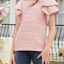 blibean Girls Ruffled Short Sleeve Textured Tops Shirts Size 6-7 Years (M)