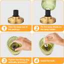 Cordless Table Lamp for Bedroom, 7500mAh Rechargeable Battery Operated Lamp, Modern Touch Dimmable Wireless Lamp Gold Base Green Glass Shade for Living Room, Desk, Led Bulb Included