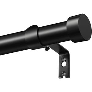 KAMANINA Black Curtain Rods for Windows 48 to 84 Inch (4-7 Feet), 1 Inch Heavy Duty Curtain Rod, Modern Adjustable Drapery Rods with End Cap (32"-86")