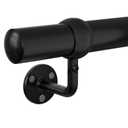 Stair Handrail Kit 6FT, Stainless Steel 304 Wall Mount Railing System, 1-11/16 Inch Pipe Secure Grab Hand Rail for Staircase Indoor House Decor Outdoor, Industrial Modern Style - Black