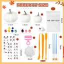 Amyhill DIY Thanksgiving Fall Pumpkin Painting Kits Craft Pumpkins with Air-Dry Clay to Paint Acrylic Paint Brush Palette Craft Kits for Halloween Thanksgiving Fall Favors Decor(Medium,24 Pcs)