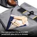Halfday Convertible 2-in-1 Premium Garment Duffel Weekender Bag 45L: Wrinkle-Free Travel (Hanging Suit Compartment, Shoe Pockets, Trolley Sleeve), Balistic Nylon Carry-on, Ash