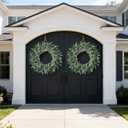 32'' Eucalyptus and Babys Breath Flowers Wreath for Front Door - Large Artificial Greenery Outdoor Wreath for Porch,Window,Farmhouse,Home,Hanging Decor- Spring, Summer, All Seasons (Green-White)