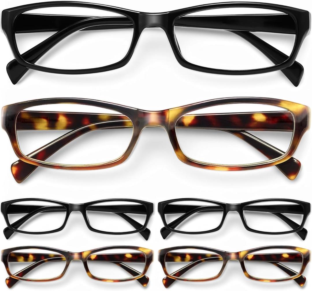 Gaoye Reading Glasses for Women, 5 pack Fashion Readers for Women Spring Hinge Eye Glasses, Blue Light Reading Glasses *C2 Mix Color, 1.0 x