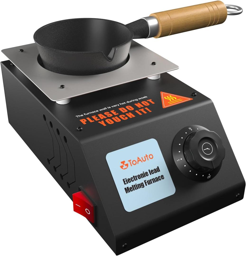 TOAUTO Electric Lead Melting Pot,15Min Timing High Capacity 6Lbs Melting Pot,High Security Pot Separated from Stainless Steel Metal Base,Metal Melting Pot for Fishing Weight Molds Bullet Casting Molds
