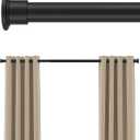 Tension Curtain Rod by EZFurni, 42-123 Inches, Heavy Duty Tension Rods for Windows, Adjustable Spring Loaded Curtain Rods No Drilling, Renter Friendly, Hold Up Blackout Curtains and Non Slip, Black