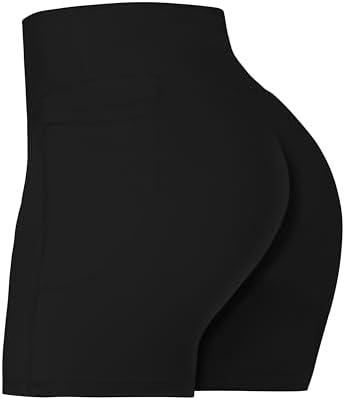 Sunzel 5"  Biker Shorts for Women with Pockets, High Waisted Yoga Workout Shorts Black, Small