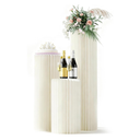 3 Pack Portable White Cylinder Stands for Party, 31.5", 23.6", 15.7" Height Foldable Cardboard Tall Cake Pedestal Stand Flower Floral Pillar Table Stand, cilindros para fiestas redondos blancos for Wedding Parties