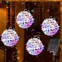 Christmas Solar String Lights Outdoor, 4Pc 160LED 29.5ft Solar Powered Globe Fairy Lights Waterproof, 8 Modes Ball Lights Outside for Tree Garden Yard Porch Lawn Holiday Decor, Multicolor