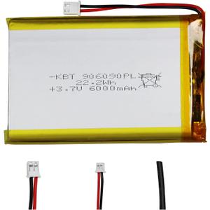 KBT 3.7V 6000mAh Li-Polymer Battery: 906090 Lipo Rechargeable Lithium-ion Replacement Batteries with PH 2.54 JST Connector for Ar duino NodeMCU ESP32 Development Board Raspberry Pi UPS Board