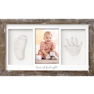 KeaBabies Baby Hand and Footprint Kit - Clay Handprint Keepsake Frame, Newborn Nursery Picture Frame, Personalized New Mom Gifts for Baby First Christmas Shower (Barnwood) (Duo Frame, 13" x 7.8")