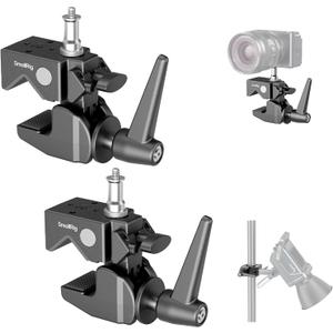 SmallRig Super Clamp Kit 2-Pack, Heavy Duty Max Load 33lb /15kg, with a 1/4"-20 & a 3/8"-16 Top Screw on a 5/8" Stud, for Photography Studio Video Camera Lighting, for Round Pipe and Flat Surface 5318