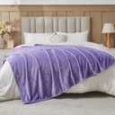NEWCOSPLAY Super Soft Throw Blanket Lavender Premium Silky Flannel Fleece Leaves Pattern Lightweight Bed Blanket All Season Use Lavender, Throw(50"x60")