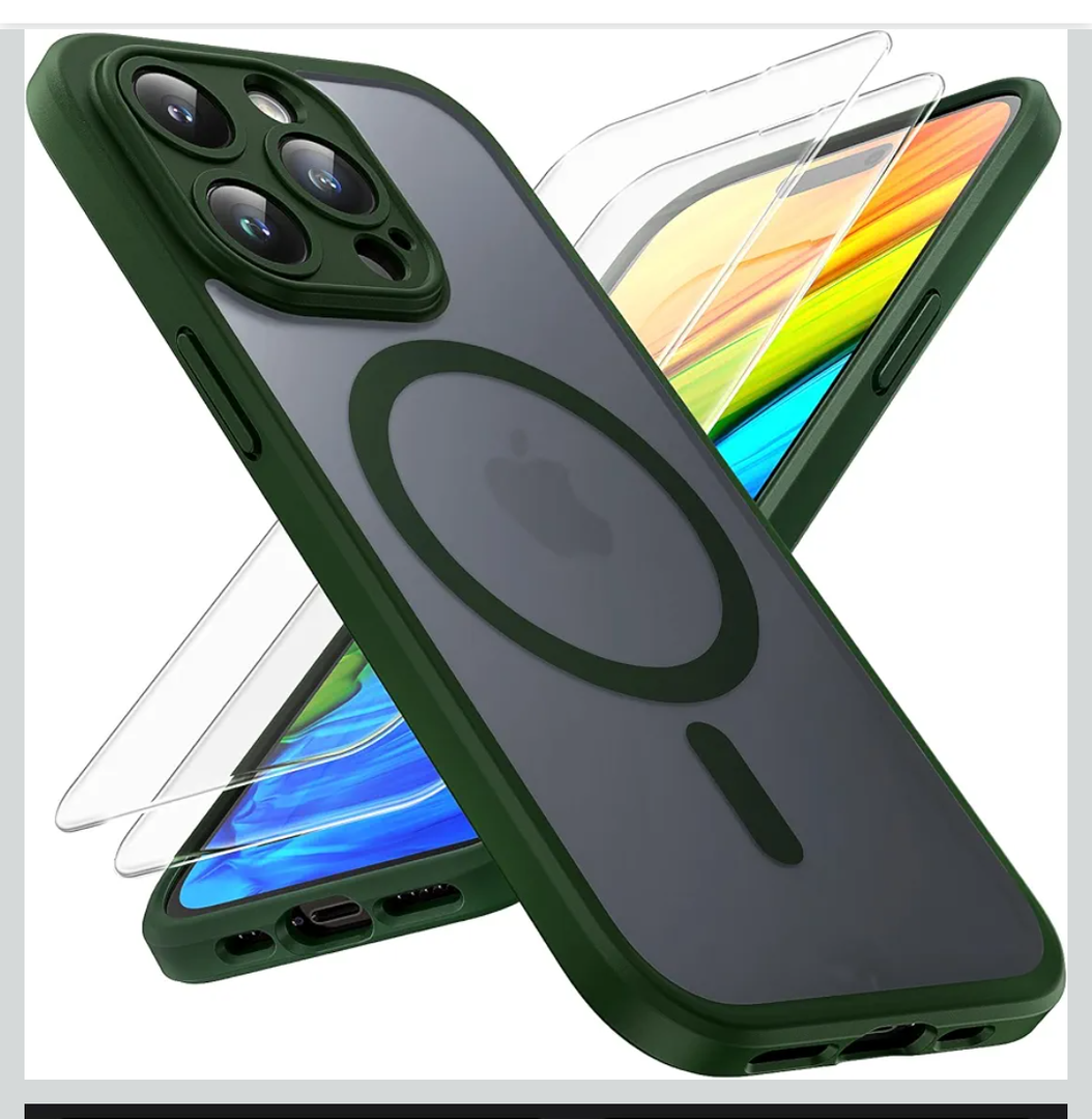 TOCOL Magnetic Designed for iPhone 14 Pro Case, with 2 Screen Protectors, [Fit for MagSafe] [Military Grade Drop Tested] Slim Translucent Matte Case for iPhone 14 Pro Phone Case 6.1", Green