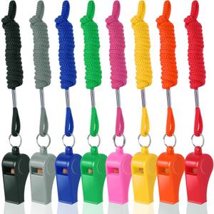 8-Pack Colorful Plastic Whistles with Lanyards - 120dB Loud Sports Whistles for Coaches, Teachers, Emergency Kits & Events