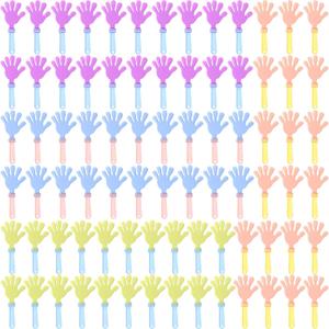Lenwen 80 Pcs 7.5 Inch Hand Clappers Noisemakers Bulk Plastic Mini Hand Soundboard for Birthdays, Football Game, Sporting Events, Carnival, Rewards, Cheer Supplies