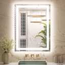 Keonjinn LED Bathroom Mirror 24" x 32" with Frontlit & Backlit, Lighted Mirror for Bathroom Wall with Dimmable 3-Color Lights, Anti-Fog Mirror with HD Tempered Glass, UL-Listed LED Driver (32"L x 24"W)