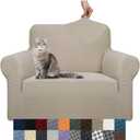 YEMYHOM Couch Cover Latest Jacquard Design High Stretch Sofa Chair Covers for Living Room, Pet Dog Cat Proof Armchair Slipcover Non Slip Magic Elastic Furniture Protector, Small (Chair, Khaki) (Small (31"-46"))