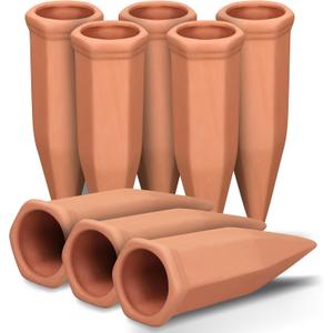 Soilagua Wine Bottle Watering Spikes, Terracotta Watering Spikes for Out | Indoor Plants, Self Watering Planter Insert, Vacation Plant Watering Devices, Clay Plant Watering Globes, 8-Pack