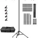 HEMMOTOP T Shape Backdrop Stand, 8x6.8ft(HxW) Portable Photo Background Stand Kit for Parties, Green Screen Stand Only with 5 Spring Clamps and Carrying Case, Banner Holder for Photoshoot, Photography