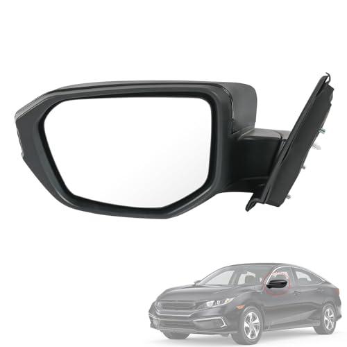 RUIANOMG Door Mirror Left Driver Side Replacement For Honda Civic LX SE Sport 2016-2021, Replace HO1320283 Black 3Pins