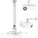 Adjustable Projector Ceiling/Wall Mount - 3-in-1 Universal Bracket for Projector Mounting, Universal Height Adjustable Mount Holder with Extension Pole (White)
