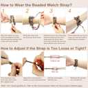 JR.DM Boho Beaded Handmade Braided Bracelet Band Women 20mm Compatible with Samsung Galaxy Watch 7/6/5/4/Active 2/4 Classic/6 Classic/5 Pro/FE 40mm 42mm 43mm 44mm 45mm 46mm 47mm (A3 Khaki Natural Stone (Only 20mm))