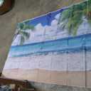 Summer beach ocean shower curtain 5FT X 7 FT