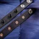 Leather Cuff Bracelet Punk Bracelet Rock Braided Rivets Wristband for Men Women Adjustable (A1:2PCS)