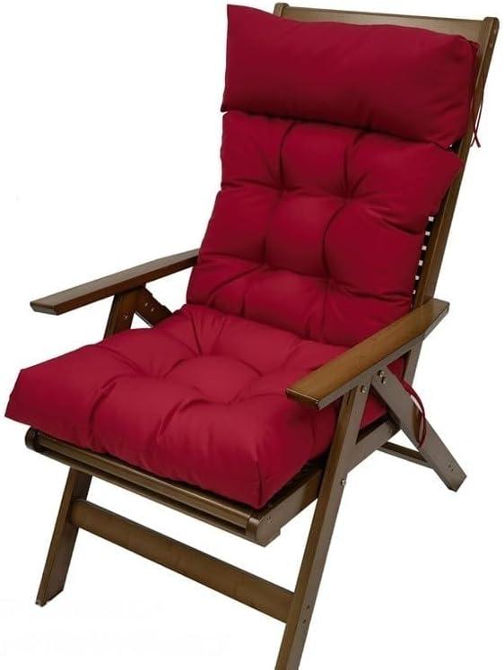 Indoor/Outdoor High Back Patio Seat Cushions,Waterproof Garden Cushion Set for Rocking Chair, Lounge Cushion Anti-Slip Thickened High Back Patio Seat Pads (Wine Red)