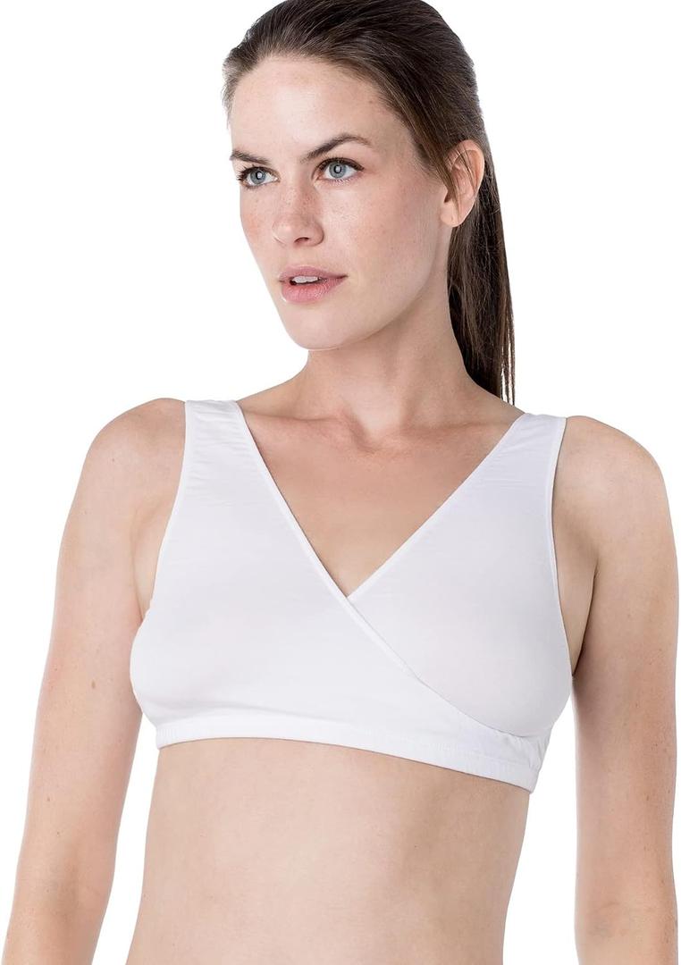 Elita Women's Soft Cotton Crossover Bra | Everyday Comfort (White) 32