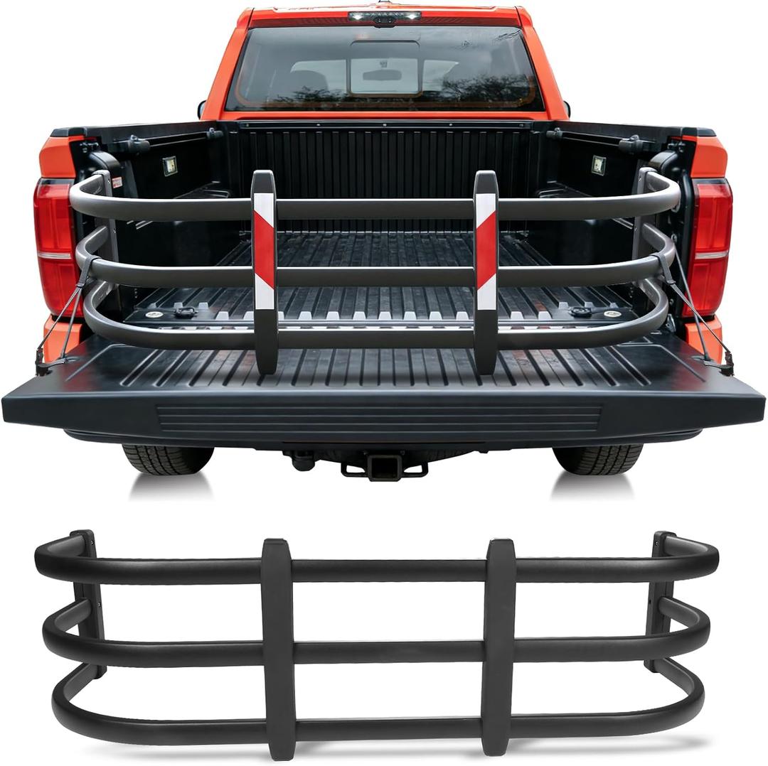 Truck Bed Extender Fit for Toyota Tacoma 2005-2026, Adjustable Aluminum Tailgate Extender, 180° Flip Design, Heavy-Duty Alloy, Drill-Mount Storage Extension for Long Cargo