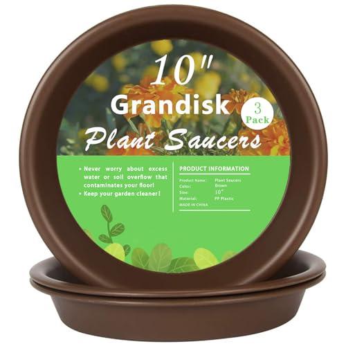 Plant Saucer 10 inch, Heavy Large Planter Durable Thicker Plastic Plant Trays for Indoors and Outdoor, Plant Saucer Drip Trays,Brown(10" - 6 Pack)