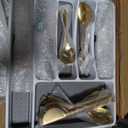 Gold 49 Pieces Stainless Steel Flatware Sets With Organizer,Golden Silverware Sets With Steak Knives Service For 8,Durable Knife And Fork Spoon Sets For Home Kitchen