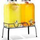 2 Pcs 2 Gallon Plastic Beverage Dispensers with Stand Large Clear Drink Containers for Parties with Spigot Lid for Weddings Countertop Summer Party Bar Picnics Water Ice Tea Lemonade Juice