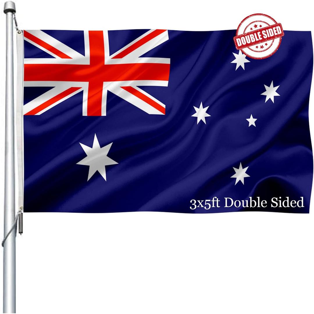 Australia Australian Flag 3x5 Outdoor Double Sided- Heavy Duty Australian National Flags for wall with 2 Brass Grommets 4 Rows Stitched Australian Decorations