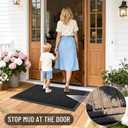 OLANLY Front Door Mat Outside Entrance 47x32, Absorbent, Heavy Duty Sturdy Natural Rubber Doormat Indoor Outdoor, Stain and Fade Resistant, Non-Slip Low Profile Floor Mat for Entryway, Black Diamond