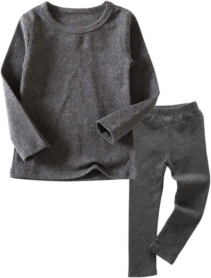 Little Kids Long Johns Thermal Underwear Set 2PC Crewneck Tops and Bottom Toddler Boys Girls Pajamas Warm Jammies, (Gray, 5T)