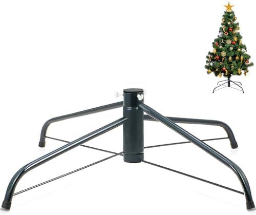 KUANVE Metal Christmas Tree Stand, 16 Inch Folding Xmas Tree Stand Base for 1-3 Ft Christmas Artificial Tree, Replacement Christmas Tree Holder Fit Under 0.87 Inch Pole Xmas Fake Tree